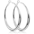 925 Sterling Silver 50mm hoop earrings with a polished finish, ideal for everyday or special occasion wear.