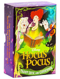 Hocus Pocus Tarot Deck and Guidebook for Beginners box featuring animated witches casting spells with a glowing book, black