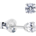 925 Sterling Silver 2.5mm CZ round stud earrings with clear sparkling cubic zirconia stones.