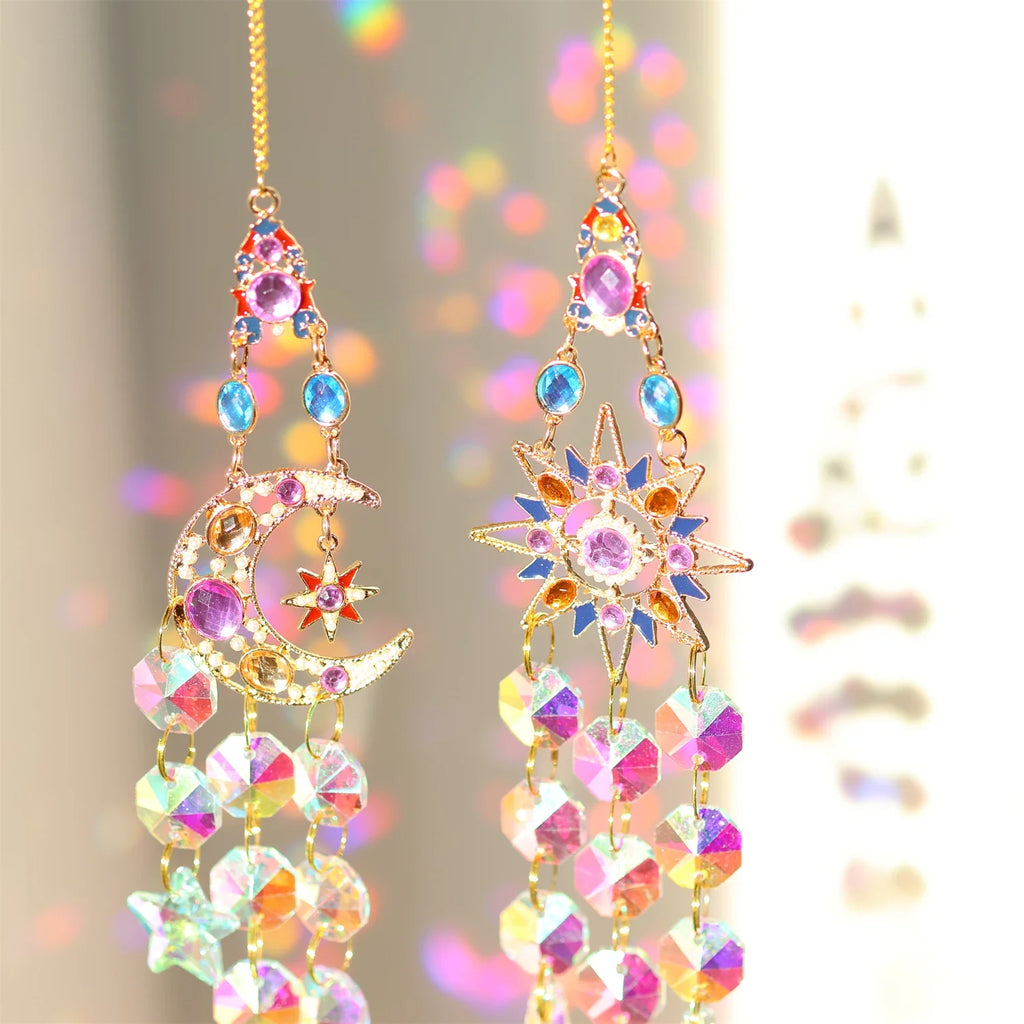 Colorful diamonds StarsMoonButterflies, sun garlands, gardening, light collection, Suncatcher accessories,indoor and outdoor