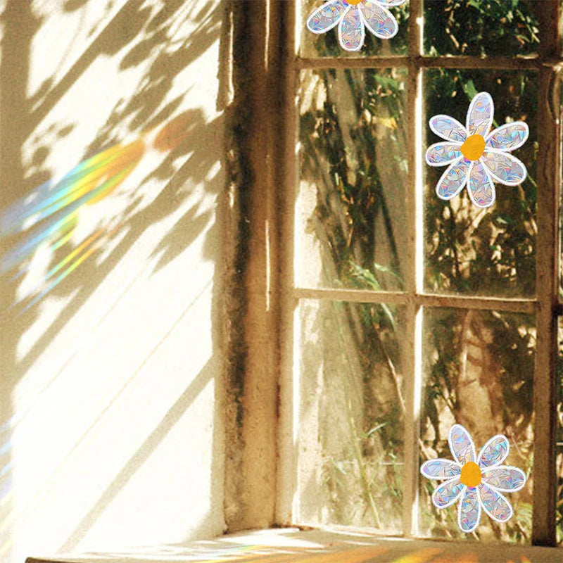 Daisy Flower Sun Catcher Stickers | Self Adhesive PVC Window Decal Suncatcher Rainbow Maker