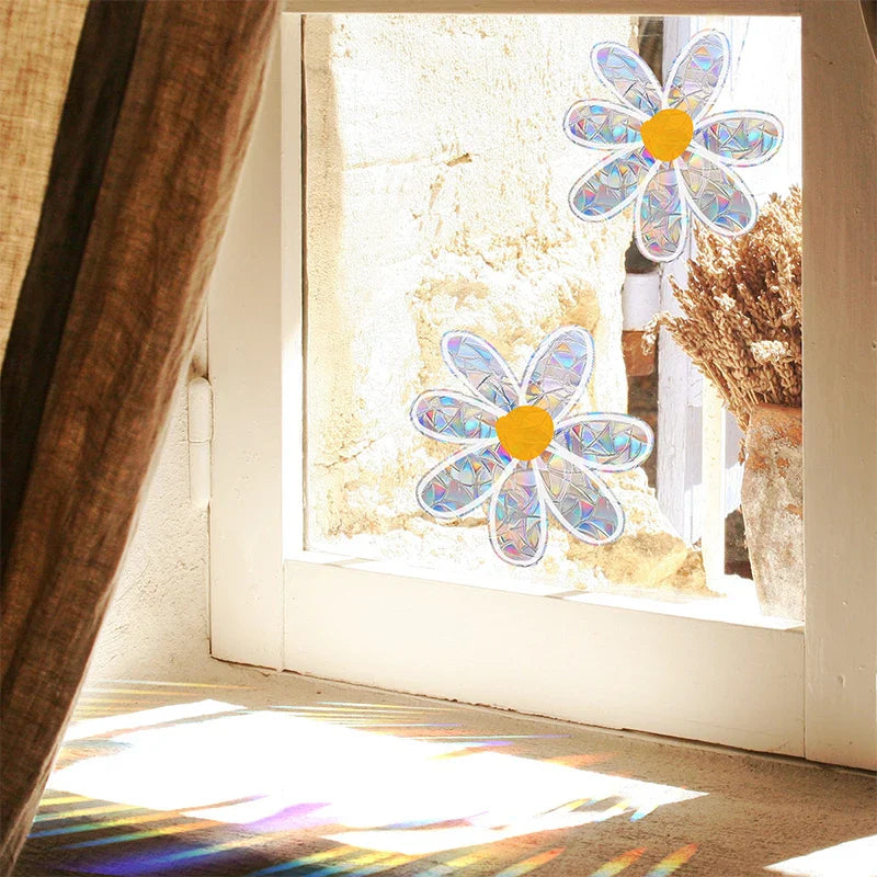 Daisy Flower Sun Catcher Stickers | Self Adhesive PVC Window Decal Suncatcher Rainbow Maker
