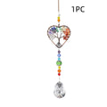Tree of Life Crystal Suncatchers for Windows with rainbow-colored prisms, hanging sun catcher decor with heart-shaped wire