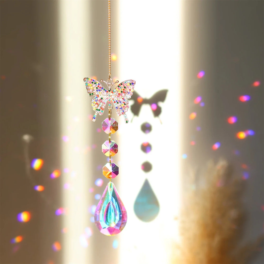 Colorful diamonds StarsMoonButterflies, sun garlands, gardening, light collection, Suncatcher accessories,indoor and outdoor