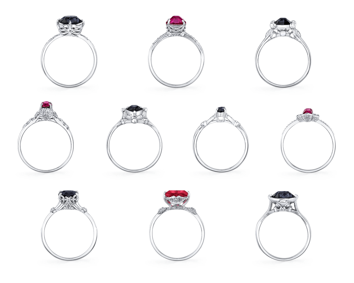 Black Dahlia Satin Collection Jewel Candle with a silver ring featuring a black or red gemstone and intricate metalwork.