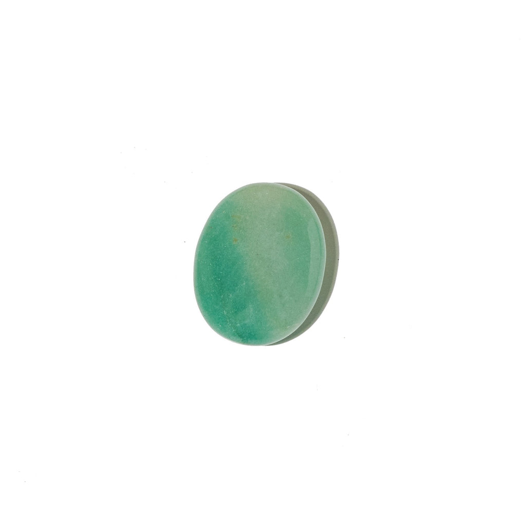 Green Aventurine Palm Stone with smooth, rounded surface in shades of green, used for meditation and healing.