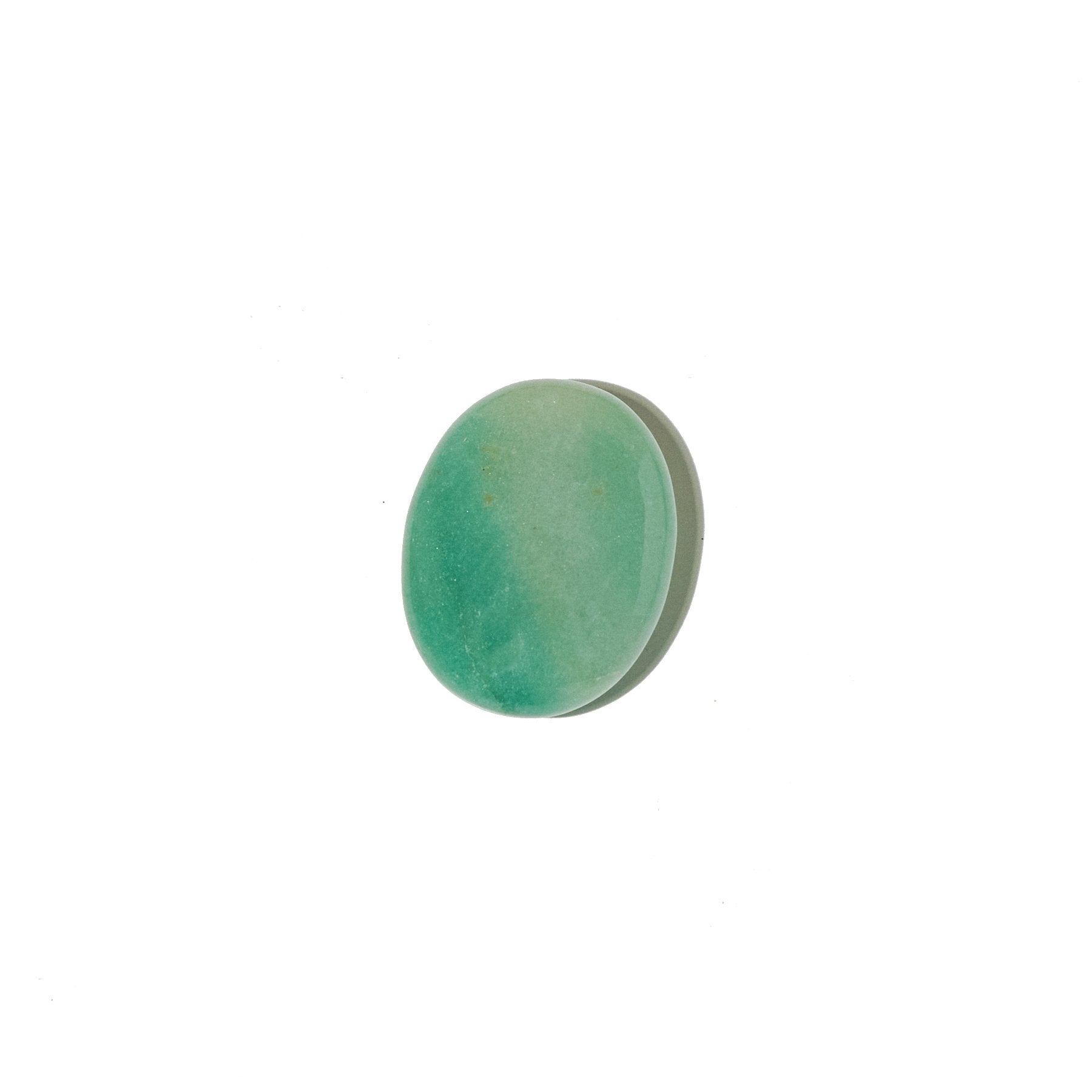 Green Aventurine Palm Stone with smooth, rounded surface in shades of green, used for meditation and healing.