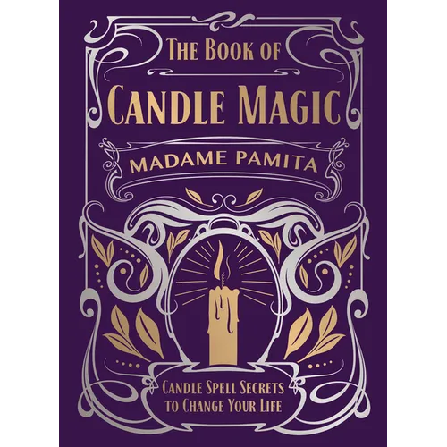 Purple hardcover book titled The Book of Candle Magic by Madame Pamita, featuring a gold candle illustration and decorative
